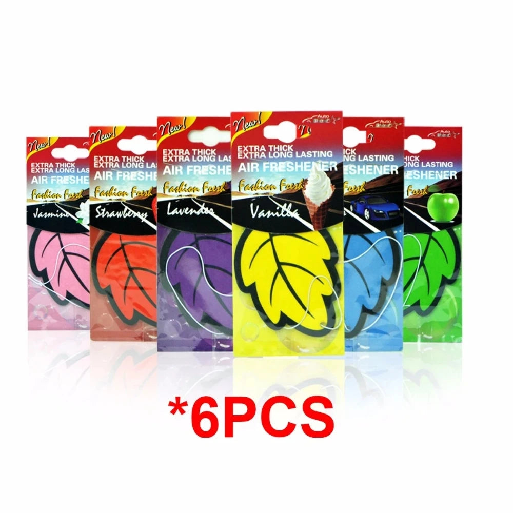 3-60pcs Car Air Freshener Natural Scented Tea Paper Auto Hanging Vanilla Perfume Fragrance Leaf Shape Car Accessories Interior
